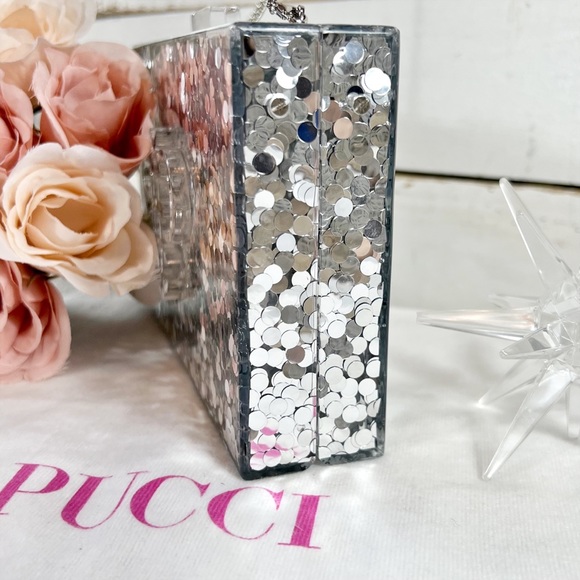 Emilio Pucci Rare Glitter Lucite 3-D Logo Box Clutch/Shoulder Bag - Picture 4 of 16